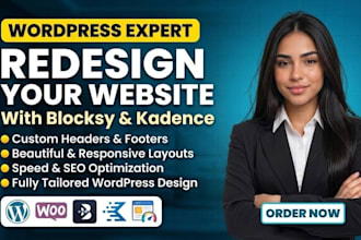 redesign blocksy your wordpress webiste kadence, headers, footers and layout