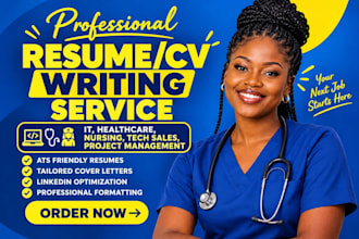 create resume, CV for IT, healthcare, nursing, tech sales, project management