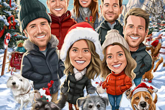 do christmas book , holiday funny cartoon caricature card