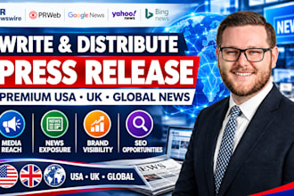 write distribute press release distribution to premium USA UK global news sites