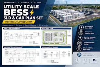 design utility scale bess sld and cad plan set for interconnection