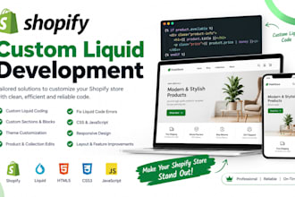 customize shopify liquid code and develop custom sections
