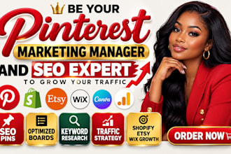 be your etsy pinterest wix marketing manager and SEO expert to grow your traffic