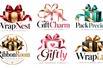 design a professional packaging, ribbon, present, wrapping  gift wrapping logo