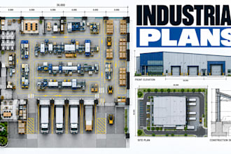 create industrial permit plans, factory drawings, site plans, building details