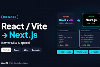 convert your react vite or lovable app to nextjs for better seo