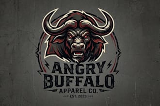 create apparel brand angry buffalo logo design