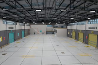 create 2d layout for warehouse, logistic housing, factory design with rendering