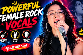 sing powerful female rock vocals,  scream metal vocals, hard classic rock gothic
