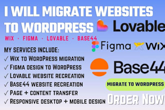 migrate wix to wordpress figma and lovable to wordpress base44 to wordpress