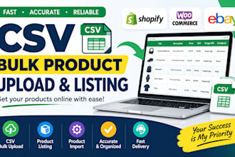 do csv bulk product listing upload import shopify ebay woocommerce data entry
