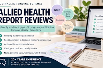 review allied health reports for ndis and other funding bodies for evidence gaps