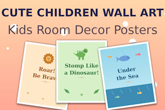 design cute children wall art posters for kids room decor