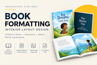 do interior book layout formatting children picture book paperback cover design