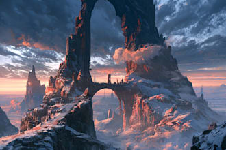 make a professional landscape concept art in painterly style