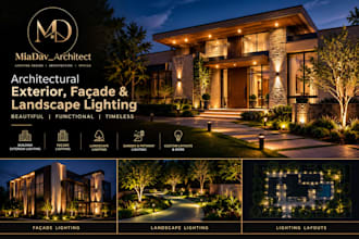 design architectural exterior facade and landscape lightening