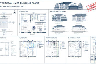 draw stamp architectural and mep hvac plumbing and electrical plan for buildings