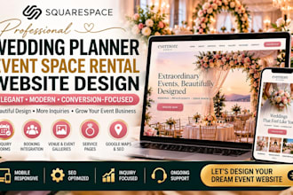 design squarespace wedding planner event space rental inquiries website