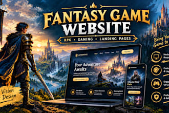 design a fantasy game website, rpg website, and gaming page