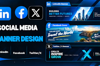 create  linkdin banner, facebook cover twitter or x banner design