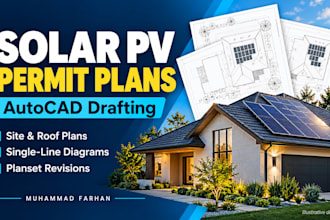 draft solar pv permit plans and single line diagrams in autocad