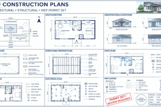 prepare and stamp permit ready adu construction plans structural and mep plans