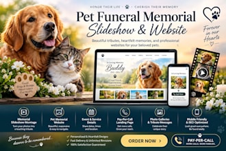 create pet funeral memorial slideshow montage pay per call event death website