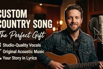 write and sing a custom acoustic country song gift with studio pro vocals