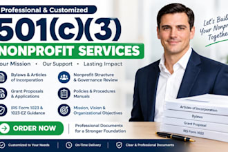draft 501c3 nonprofit, corporate bylaws, article of incorporation, grants