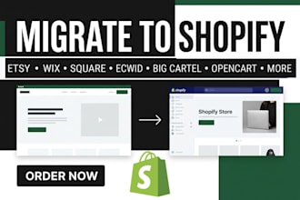 migrate etsy, wix, ecwid, square, big cartel, opencart website to shopify store