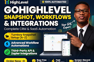 setup gohighlevel snapshot, workflows, and integrations