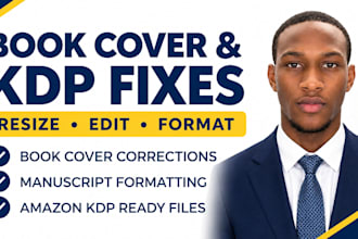 fix errors, edit and resize book covers and format KDP manuscripts