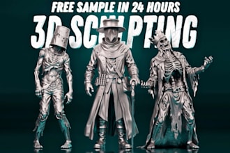 sculpt 3d model, figure, toy character for 3d printing