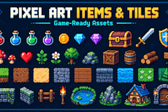 create pixel art items, props and game tilesets