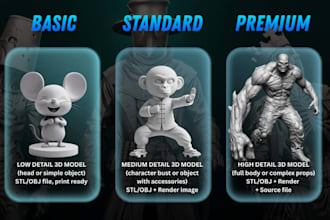 sculpt 3d model, figure, toy character for 3d printing