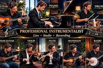 record professional guitar piano and instrumental tracks