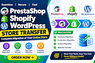 prestashop shopify wordpress store transfer product customer order migration web