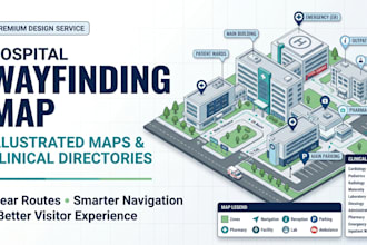 design an illustrated hospital wayfinding map, and clinical directory