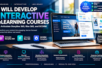 develop interactive elearning courses in articulate storyline 360,rise 360,scorm