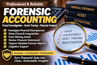 perform forensic accounting, fraud investigation, assest tracing, forensic audit