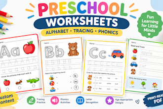 design preschool alphabet tracing phonics worksheets for english and mathematics