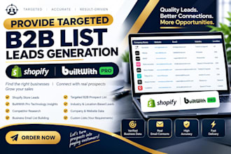 provide targeted b2b list leads generation shopify builtwith pro