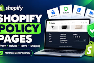 write shopify privacy policy, refund policy, terms and legal pages