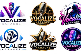 design a professional singing, microphone music vocal entertainment karaoke logo