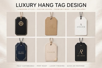 design luxury clothing hang tag and thank you card packaging