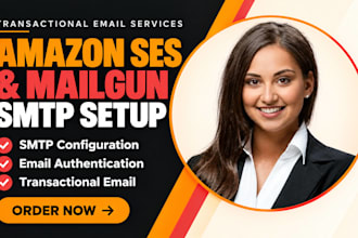 set up amazon ses and mailgun SMTP, email authentication and transactional email