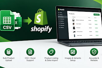 do shopify CSV bulk product upload, product listing, and data import