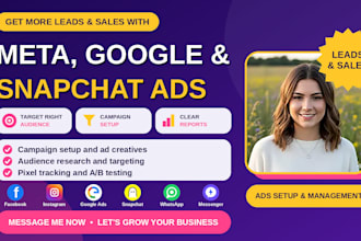 setup facebook, instagram, google and snapchat ads campaigns for sales