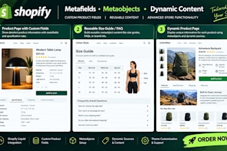 set up shopify metafields metaobjects and dynamic product content