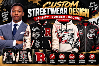 design custom varsity jacket bomber jacket hoodie and streetwear